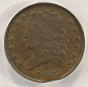 1833 1/2C ハーフセント 3% カーブクリップ PCGS VF20｜WORLD RESOURCE【KING店】 117,700円