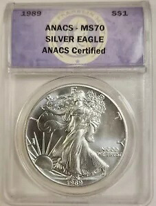 1989 1 オンス アメリカン シルバー イーグル キー デイト ANACS MS70｜WORLD RESOURCE【KING店】