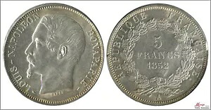 フランス 5 フランクス 1852 パリにて / ルイ・ナポレオン / 25 Gr.シルバー - コインエッジ /｜WORLD RESOURCE【KING店】