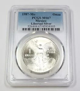 1987 Mo PCGS MS67 メキシコ - 1 オンス シルバー リベルタ - Un Onza コイン #39231A｜WORLD RESOURCE【KING店】