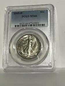 1945 D 50c ウォーキング リバティ ハーフダラー PCGS MS66 ジェム BU ウェルストラック コイン|WORLD RESOURCE【KING店】