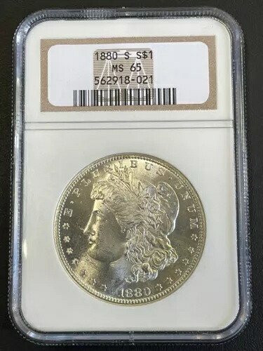 1880-S モーガン 90% シルバー ダラー $1 NGC-MS-65、素敵な白いオリジナル コイン表面|WORLD RESOURCE【KING店】