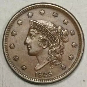 1838 コロネット ヘッド ラージ セント、厳選品、ほとんど未流通、オリジナル 1214-20|WORLD RESOURCE【KING店】