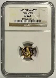 中国 1993 観音 1/20 オンス金貨、NGC MS69｜WORLD RESOURCE【KING店】