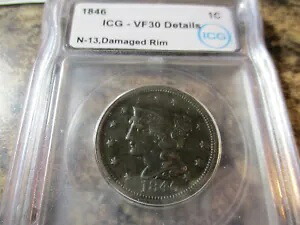 1846 US ラージ セント ICG VF30 詳細 N-13 リムの損傷 4101｜WORLD RESOURCE【KING店】