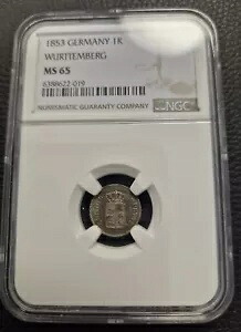 コイン ヴュルテンベルク 1 クロイツァー 1853 ホルダー NGC MS 65 プラハト 2/1 nswleipzig|WORLD RESOURCE【KING店】