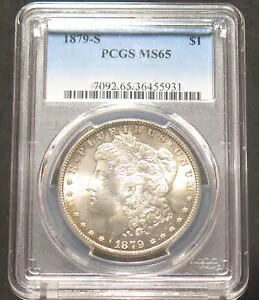 1879-S US モルガン シルバー ダラー $1 PCGS MS65 90% シルバー トーン|WORLD RESOURCE【KING店】