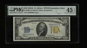 DBR 1934-A $10 北アフリカ シルバー Fr. 2309 PMG 45 EPQ シリアル A96869997A|WORLD RESOURCE【KING店】
