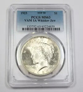 1923 P PCGS MS63 トップ 50 | VAM 1A ウィスカー ジョー シルバー ピース ダラー - 1 ドル 米国 #39811A|WORLD RESOURCE【KING店】