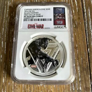 2016 フィジー ブラック パンサー マーベル NGC PF 70 ウルトラ カメオ FDI .999 1 オンス。銀貨|WORLD RESOURCE【KING店】