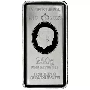 2023 10 ポンド セントヘレナ シルバー キング チャールズ 3 世 250 グラム シルバー バー BU|WORLD RESOURCE【KING店】