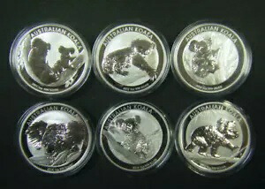 2011 2012 2013 2014 2015 2016 オーストラリア $1 コアラ 1 オンス シルバー 地金コイン セット|WORLD RESOURCE【KING店】