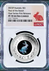 2023 オーストラリア OPAL LUNAR ウサギ年 1 オンス シルバー プルーフ コイン NGC PF70 FR｜WORLD RESOURCE【KING店】
