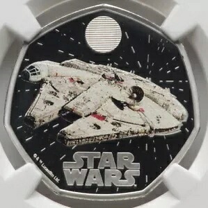 2024 スター ウォーズ ミレニアム ファルコン G ブリテン シルバー プルーフ カラーライズド コイン、NGC PF70｜WORLD RESOURCE【KING店】