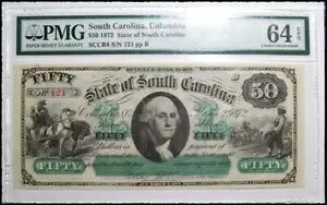 1872 ラージ $50 ドル SCCRS S/N 121pp B コロンビア SC グレード PMG 64 EPQ #3D37｜WORLD RESOURCE【KING店】 117,700円