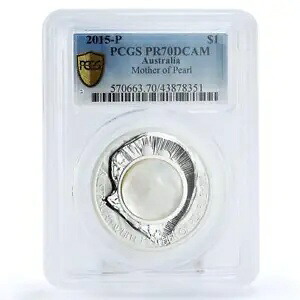 オーストラリア 1 ドル ホワイト マザーオブ パール シェル PR70 PCGS 銀貨 2015｜WORLD RESOURCE【KING店】