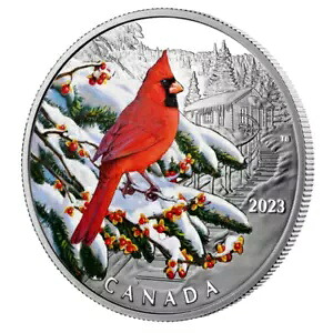 ????カナダ 20 ドル銀貨、動物??相カラフルな鳥ノーザン カーディナル 2023｜WORLD RESOURCE【KING店】