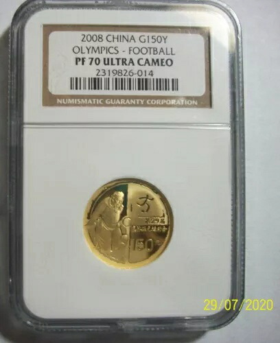 2008 中国 G150Y オリンピック サッカー 1/3 オンス ゴールド NGC PF 70 ウルトラ カメオ ローポップ｜WORLD RESOURCE【KING店】