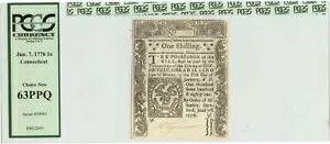 1776 6 月 7 日 1sh コネチカット植民地通貨 CT-194 PCGS Ch New 63 PPQ