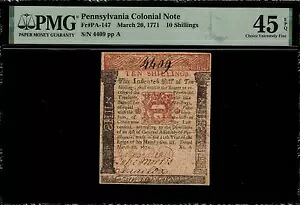 植民地通貨 - ペンシルベニア州 1771 年 3 月 20 日 10 シリング - PMG 45 EPQ｜WORLD RESOURCE【KING店】 380,160円