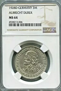 ドイツ - 見事な稀少アルブレヒト デューラー 3 マーク、1928 D、NGC 認定 MS 64｜WORLD RESOURCE【KING店】
