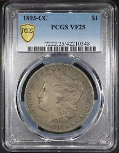 1893-CC モルガン ドル PCGS VF25 キー デート コイン 中級希少品
