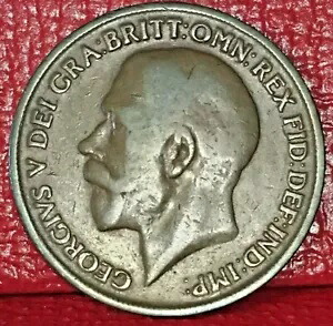 1918-KN イギリス国王ジョージ 5 世 1 ペニー ブロンズ コイン KM# 810