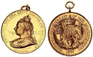 1897 年イギリス金メダル 60 歳の誕生日ビクトリア女王ほぼ聖 115166|WORLD RESOURCE【KING店】