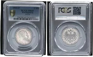 ヴュルテンベルク 2 マーク 1904 F ヴィルヘルム 2 世。 PCGS PR65 ポリッシュプレート 111595