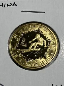 1980年 中国 250元 プルーフ金貨 オリンピック記念滑降スキーヤー