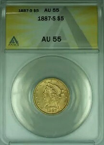 1887-S リバティ ヘッド 5 ドル ハーフ イーグル 金貨 ANACS AU-55｜WORLD RESOURCE【KING店】
