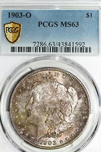 オリジナル封筒 レインボートーン 1903-O モルガン ドル PCGS MS63 (43841592)