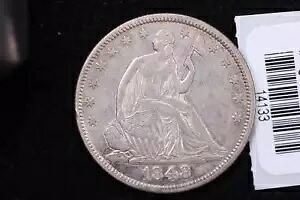 1848年リバティシートハーフダラー、手頃な価格で流通したコイン。ストア #14133