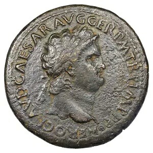 ローマン コイン ネロ セステルチェ ヘッド 右リバース ROMA RIC.274 65 AD ブロンズ