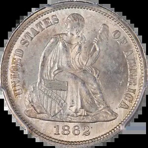 1862 シーテッド リバティ ダイム PCGS MS64+ 極上のアイアピール ストロングストライク|WORLD RESOURCE【KING店】