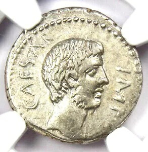 マーク アントニー AR デナリウス銀貨 40 BC - 認定 NGC Choice VF