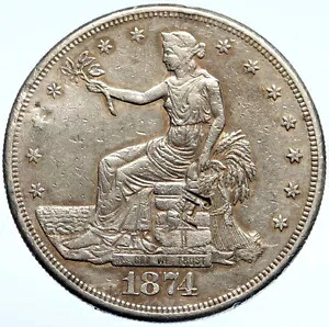 1874年 アメリカ 古い米国銀貿易ドルコイン 中国向け i99572
