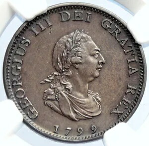 1799年 GREAT BRITAIN 英国王 ジョージ3世 ファーシング 1/4P コイン NGC i105713