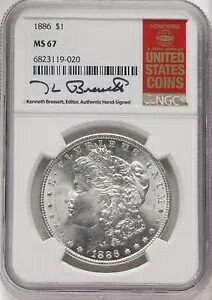 1886 米国モルガン銀貨 1 ドル - NGC MS 67
