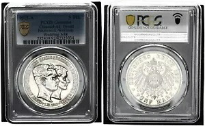 ブラウンシュヴァイクとリューネブルク 5 マーク 1915 エルンスト アウグストとヴィクトリア PCGS AU 116190