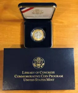 2000 アメリカ議会図書館 BU $10 バイメタル ゴールド & プラチナ コイン COA & OGP 付き