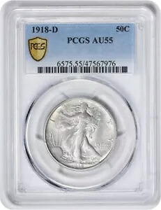 1918-D ウォーキング リバティ シルバー ハーフダラー AU55 PCGS