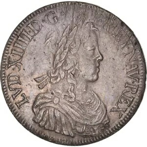 [#1067634] コイン、フランス、ルイ 14 世、エキュ・ア・ラ・メッシュ・ロング、1651 年、パリ、オーストラリア