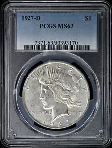 1927-D 1 ドル平和ドル PCGS MS63|WORLD RESOURCE【KING店】