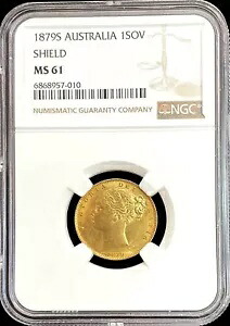 1879 S ゴールド オーストラリア ヤング ヘッド シールド ソブリン NGC MS 61｜WORLD RESOURCE【KING店】