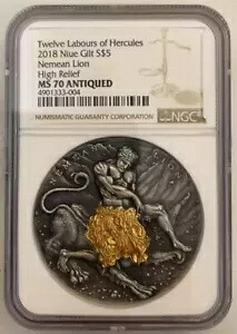 NGC MS70 ニウエ 2018 ネメアのライオン ヘラクレスの十二の労働者 シルバー コイン 2オンス｜WORLD RESOURCE【KING店】