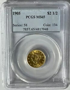 1905 リバティ ゴールド $2 1/2 PCGS MS65 (#9323) 素敵な派手な外観。小さなリビジョンスポット。｜WORLD RESOURCE【KING店】 380,160円
