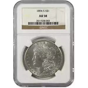 1894 S モルガン ドル AU 58 NGC 90% シルバー $1 コイン SKU:I9475