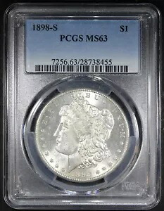 1898-S モルガン ダラー PCGS グレード MS63 魅力的なホワイト コイン KEY DATE PQ+