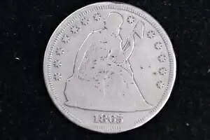 1865年自由座位銀貨、昨年はモットーなし。ストア番号23080409